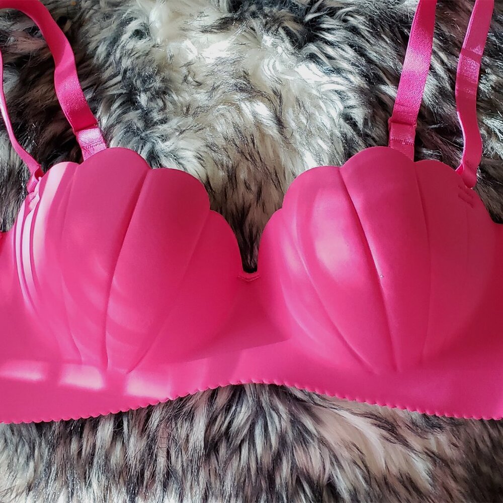 Pink mermaid seashells wireless balconette push-up bra